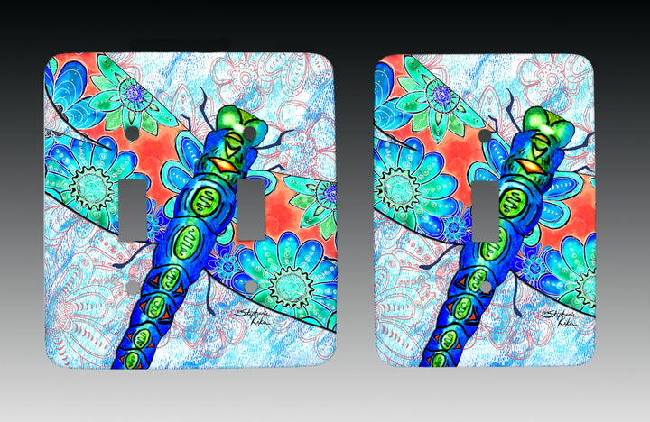 Dragonfly Flowers Light Switch Cover