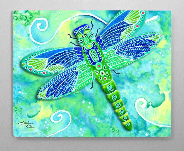 Green Dragonfly Aluminum Wall Art