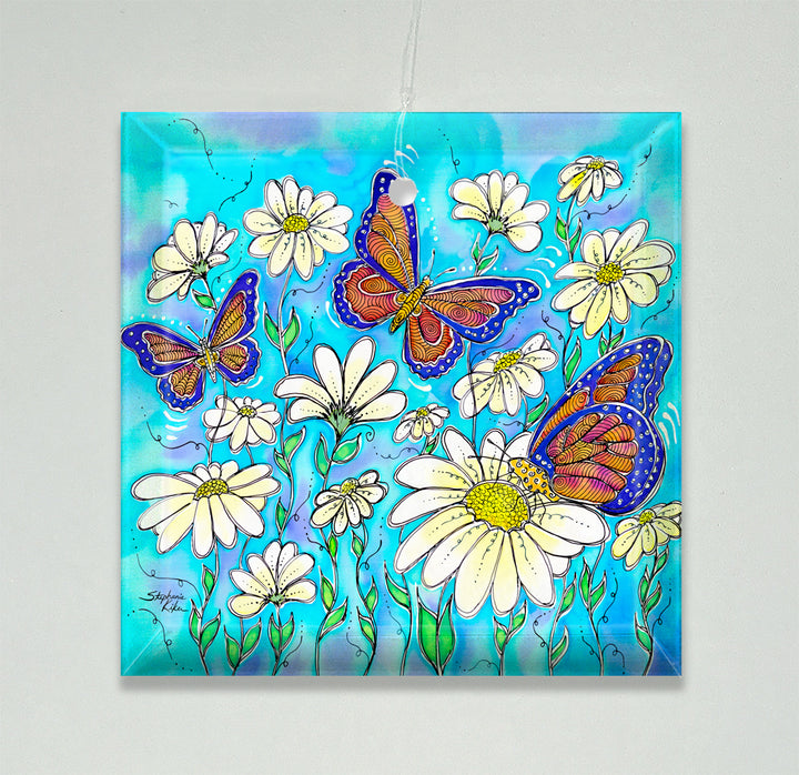 Butterflies on Daisies Ornament/Suncatcher