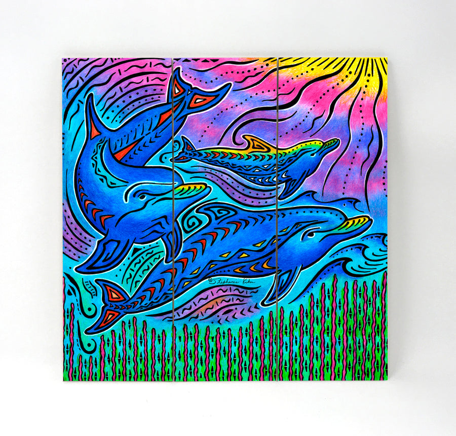 3 Dolphins Wall Art