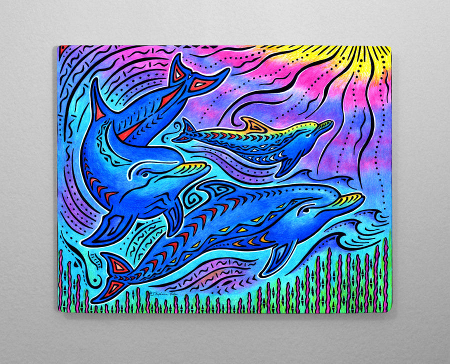 3 Dolphins Aluminum Wall Art