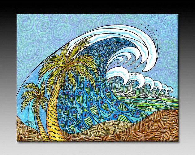 Palm Trees and Waves Ceramic Tile