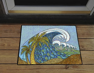 Palm Trees and Waves Door Mat
