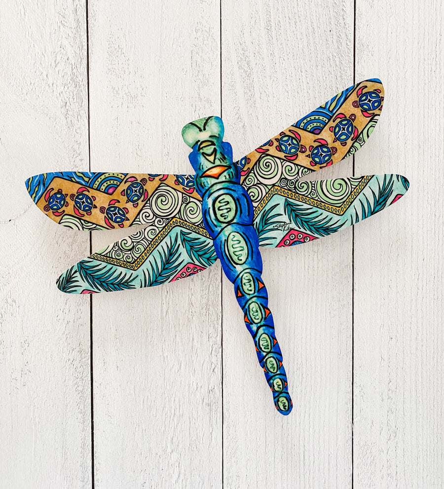 Tropical Patterns Blue- Dragonfly Shape