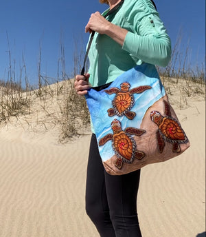 3 Baby Turtles Tote Beach Bag