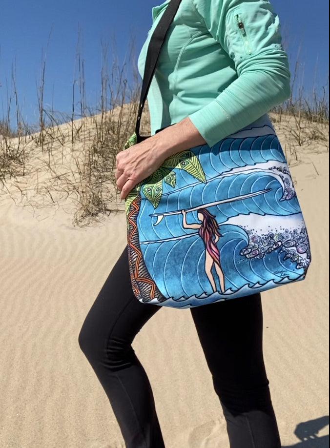 Surfer Girl Tote Beach Bag
