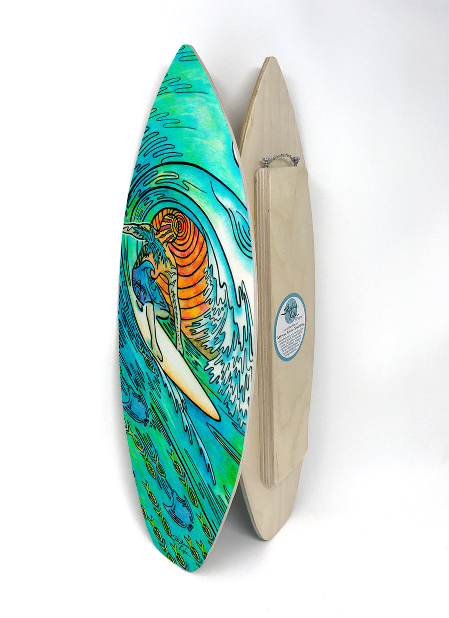 Sunset Surfer Surfboard Wall Art
