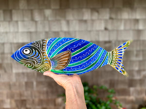 Blue Fish Wood Wall Art