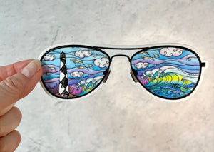 Cape Lookout Lighthouse Sunglasses Sticker