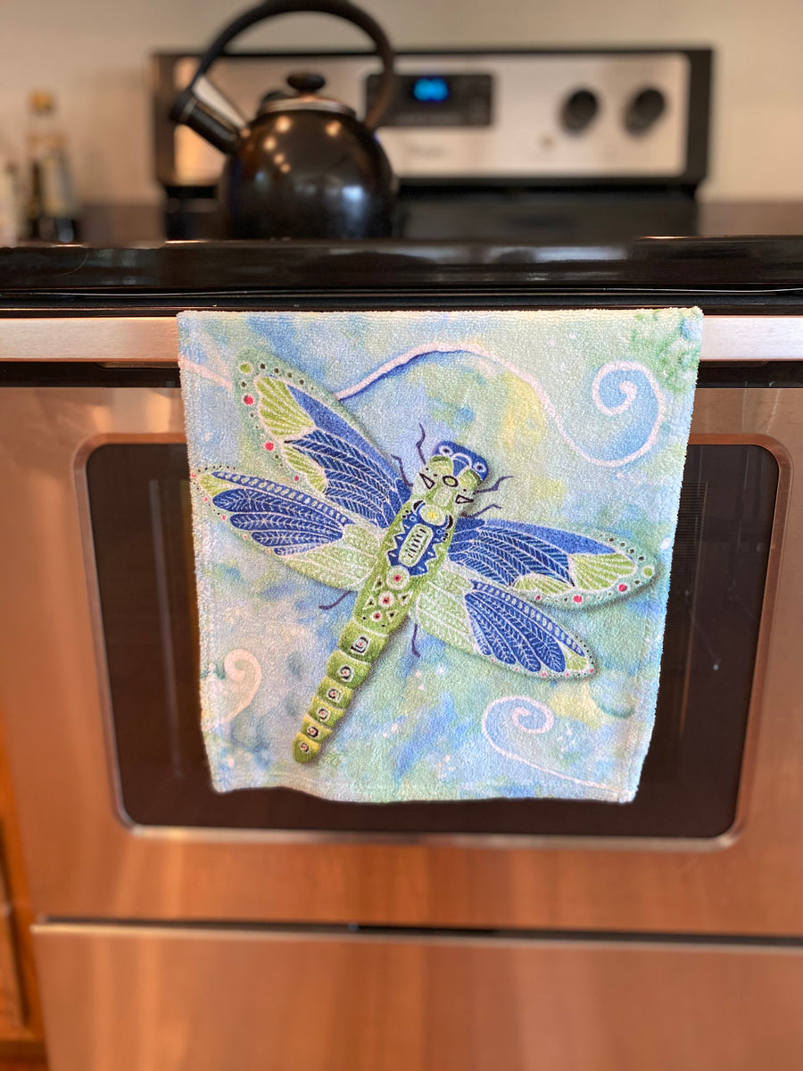 Green Dragonfly Hand Towel