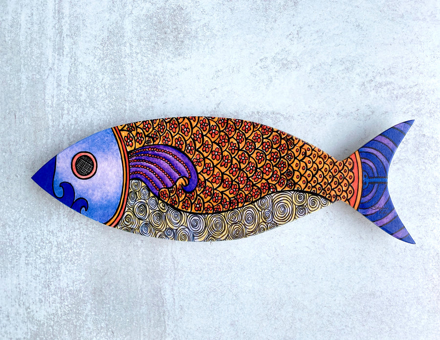 Fish Flowers - Fish Wood Wall Art