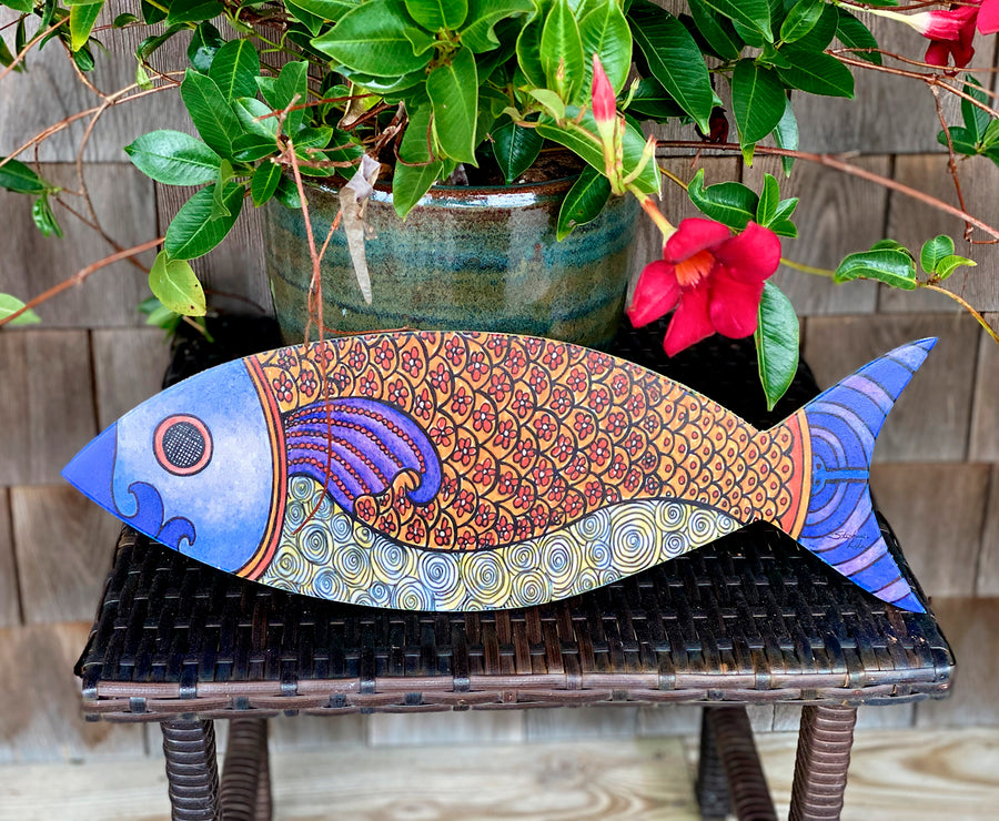 Fish Flowers - Fish Wood Wall Art