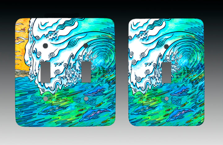 Green Wave Light Switch Cover