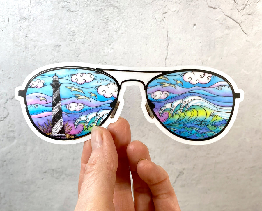 Hatteras Waves Sunglasses Sticker