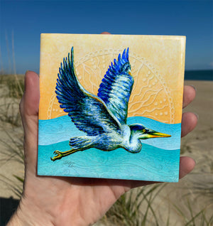 Heron in Flight Ceramic Tile