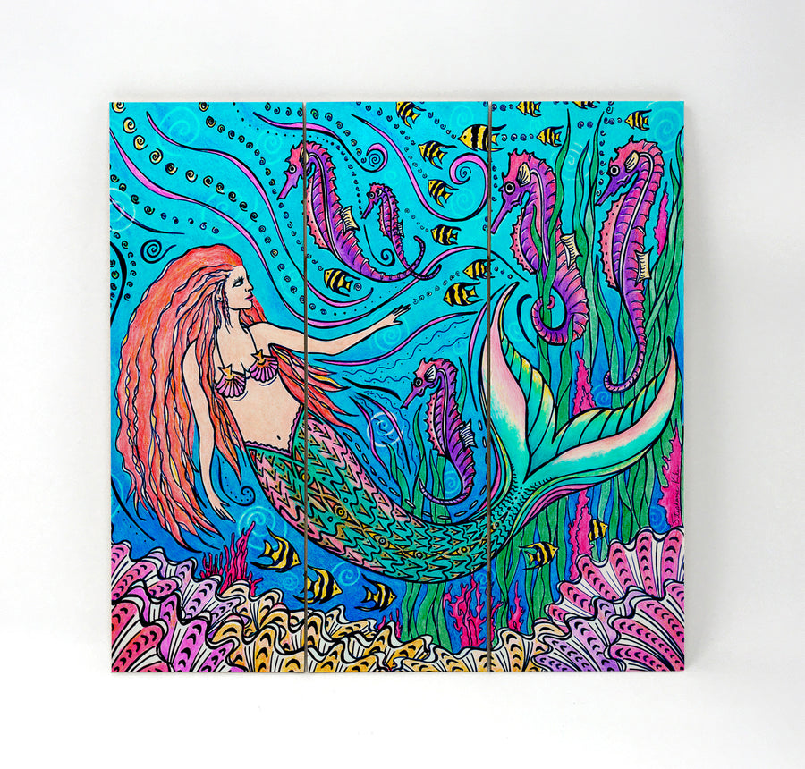 Mermaid and Seahorses Wall Art