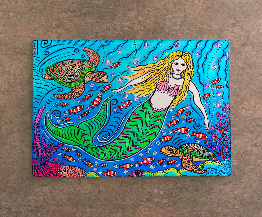 Mermaid and Turtles Cutting Board