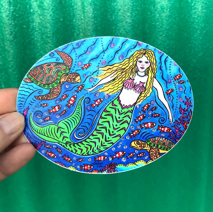 Mermaid and Turtles Sticker