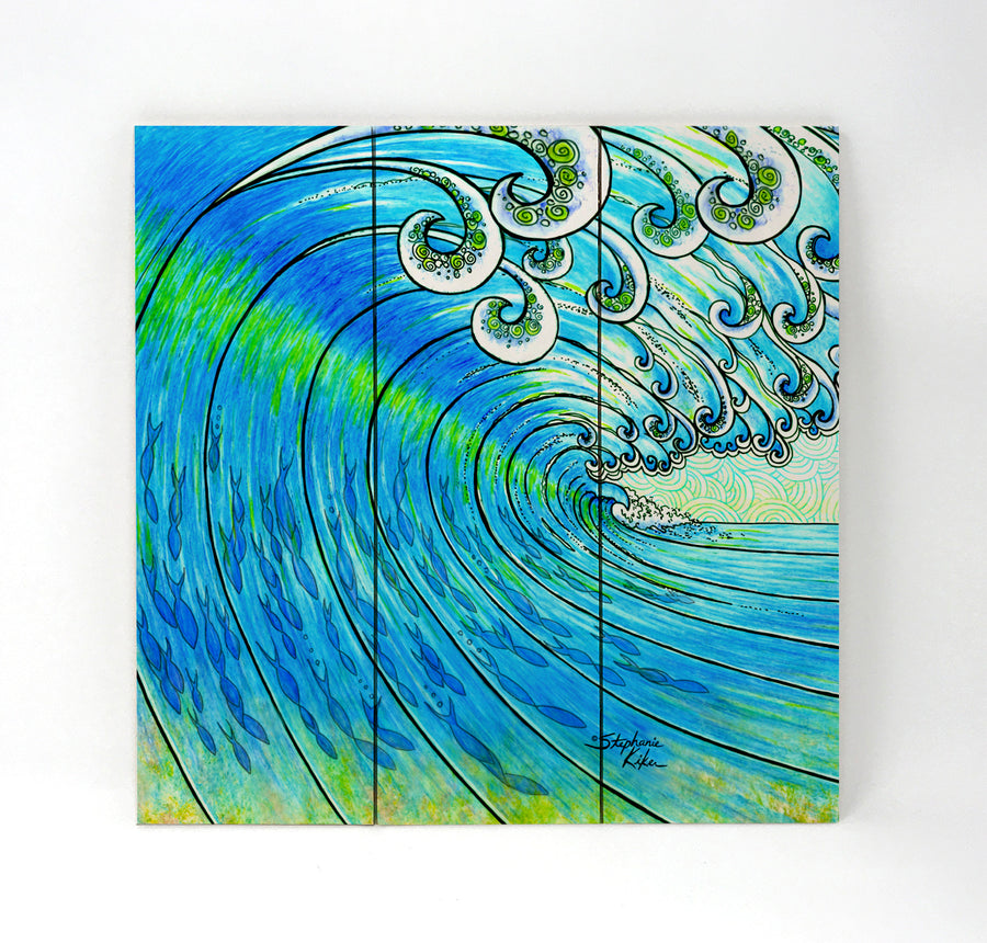 Party Wave Wall Art - Wood Triptych