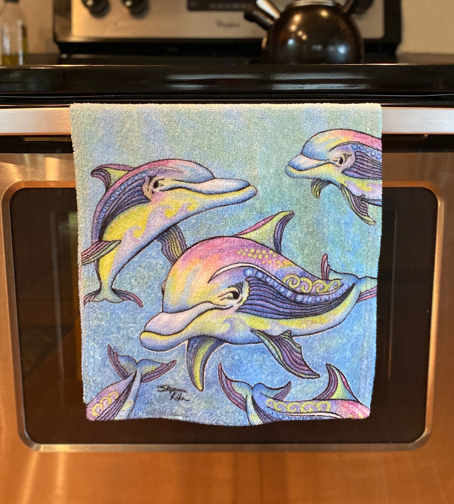 Rainbow Dolphins Hand Towel
