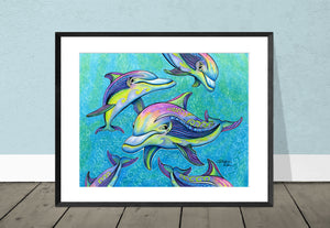 Rainbow Dolphins Print