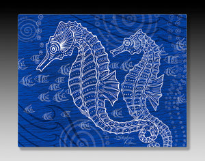 Seahorses One Color Aluminum Wall Art