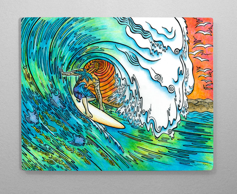 Sunset Surfer Aluminum Wall Art