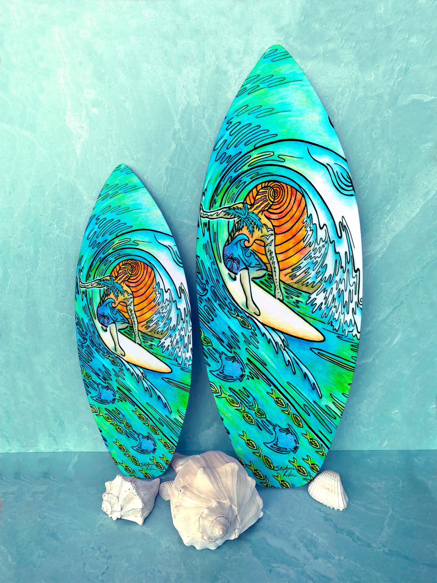 Sunset Surfer Surfboard Wall Art – Stephanie Kiker Designs