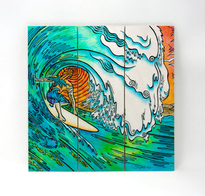 Sunset Surfer Wall Art