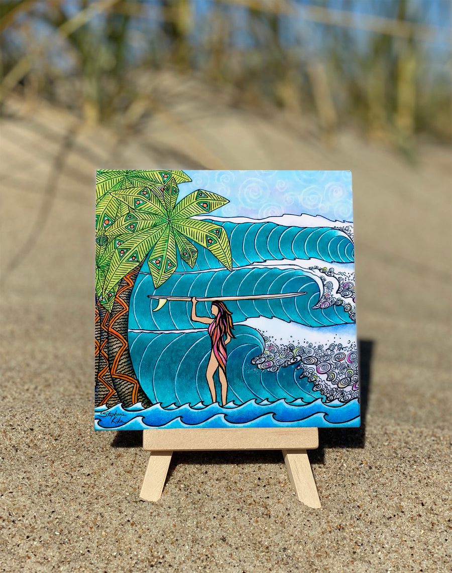 Surfer Girl Ceramic Tile