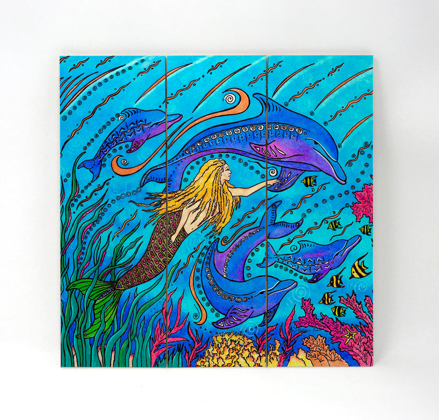 Swimming with Dolphins Wall Art