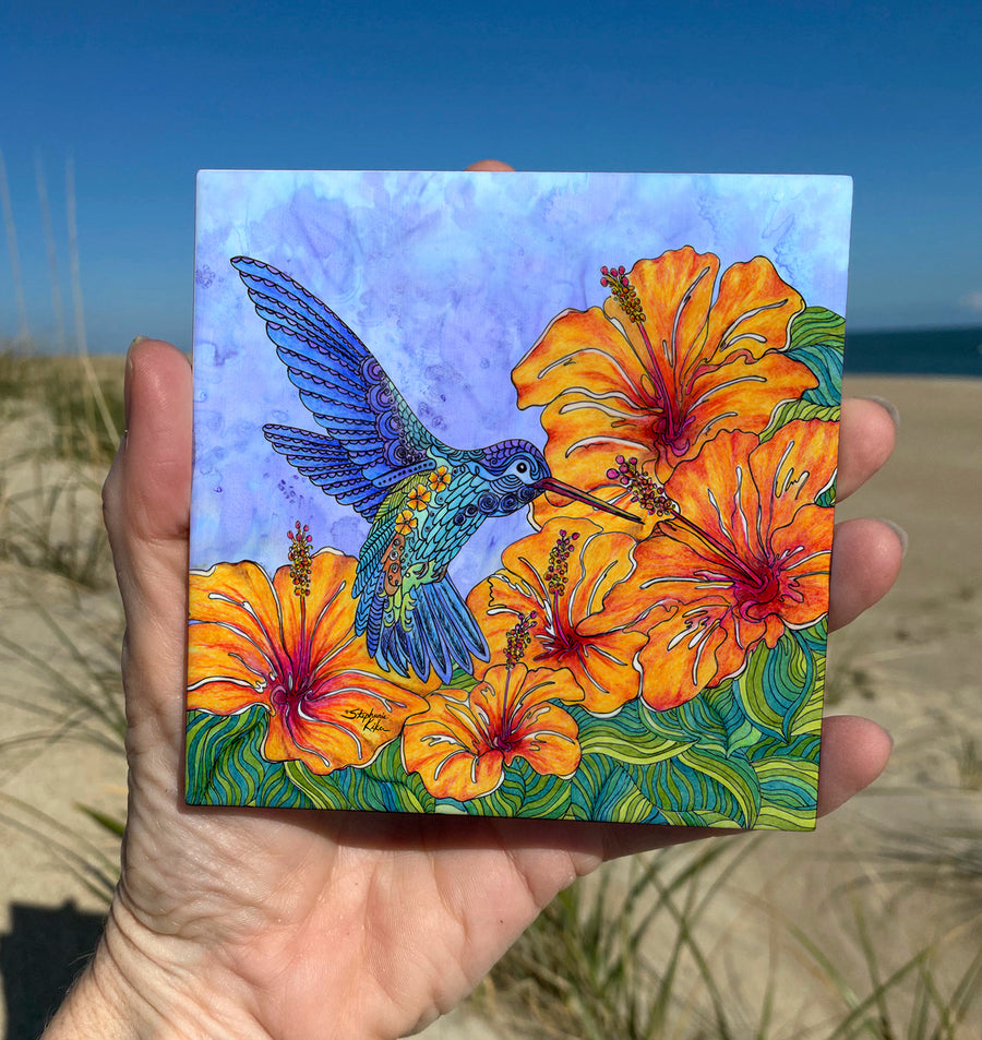 Tropical Hummingbird Ceramic Tile