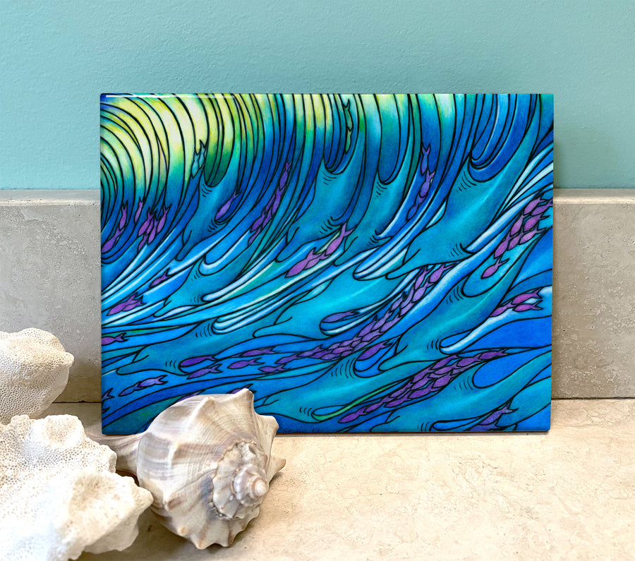 Waves of the Dolphin Ceramic Tile