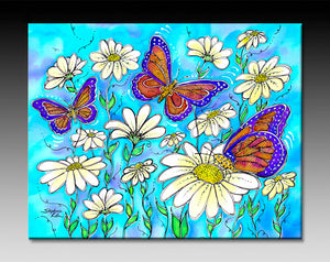 Butterflies on Daisies Ceramic Tile