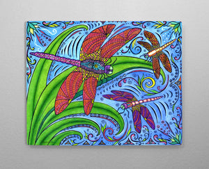 Dancing Dragonflies Aluminum Wall Art