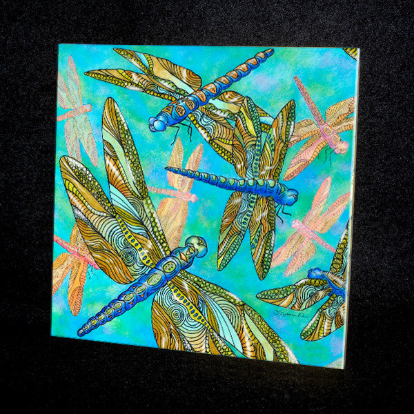 Dragonfly Gathering Ceramic Tile
