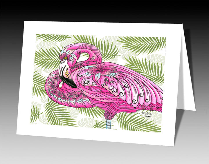 Flamingo Flowers Notecard