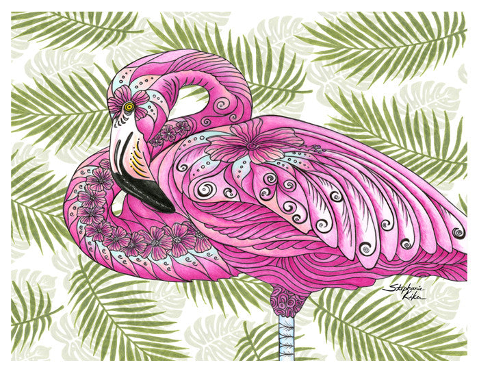 Flamingo Flowers Print