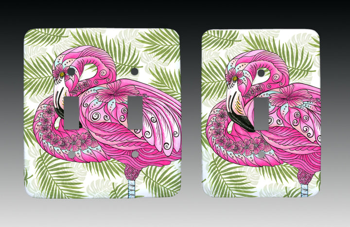 Flamingo Flowers Light Switch Cover