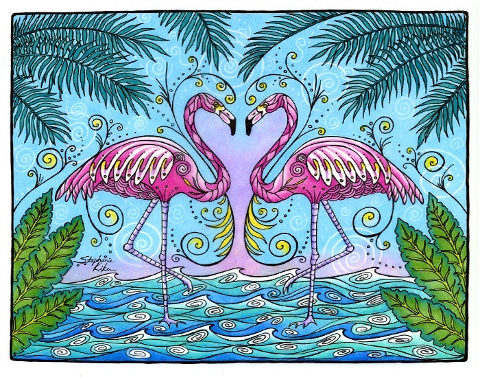 Flamingo Love Print