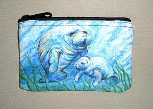 Manatees in Grass Coin Bag