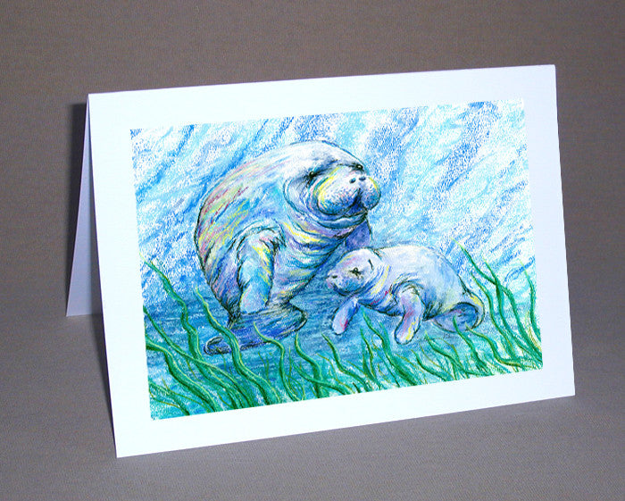 Manatees in Grass Notecard