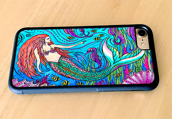 Mermaid and Seahorses iPhone Case