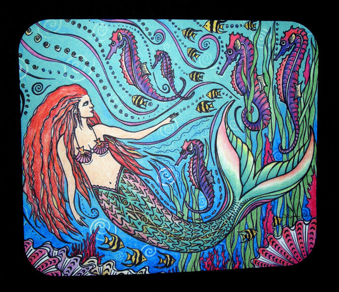 Mermaid and Seahorses Mousepad
