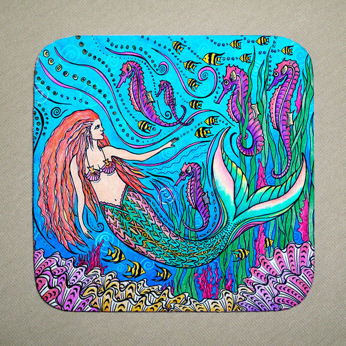 Mermaid and Seahorses Coaster