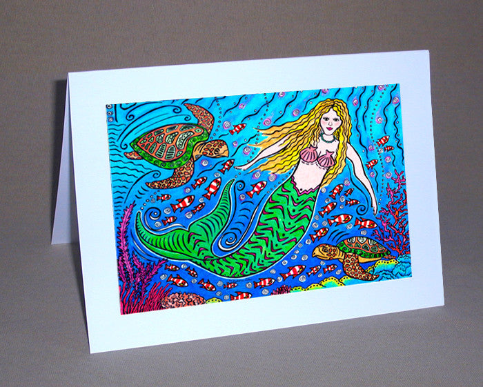 Mermaid and Turtles Notecard