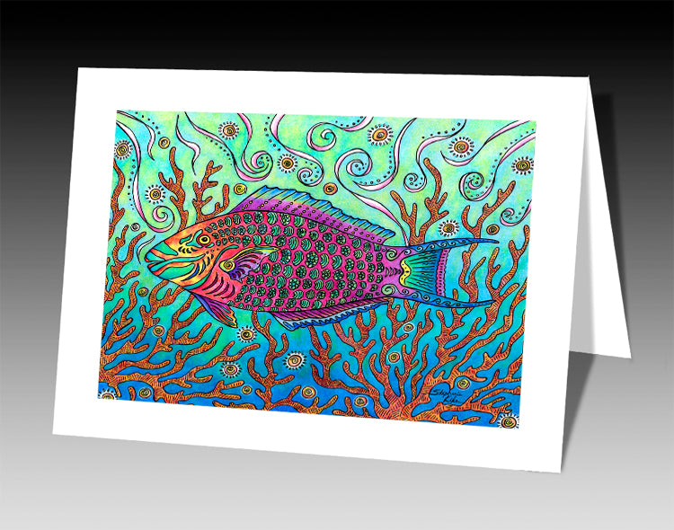 Parrot Fish Notecard
